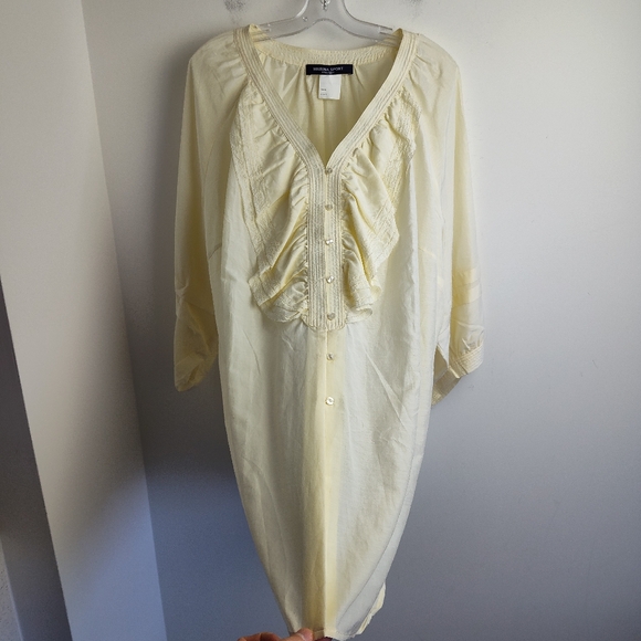 Silk Marina Rinaldi Sport blouse ivory shirt cotton lightweight 31 US 22 ruffle - Picture 7 of 15